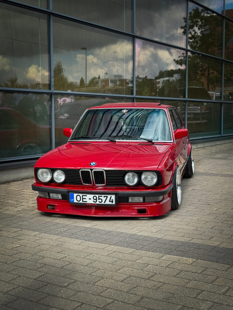Old red bmw classic.