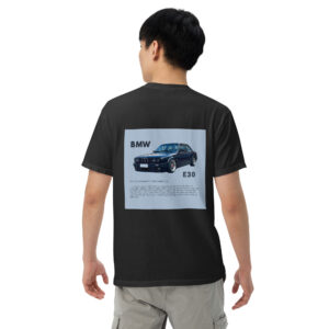 BMW E30 Print on the Back, heavyweight t-shirt